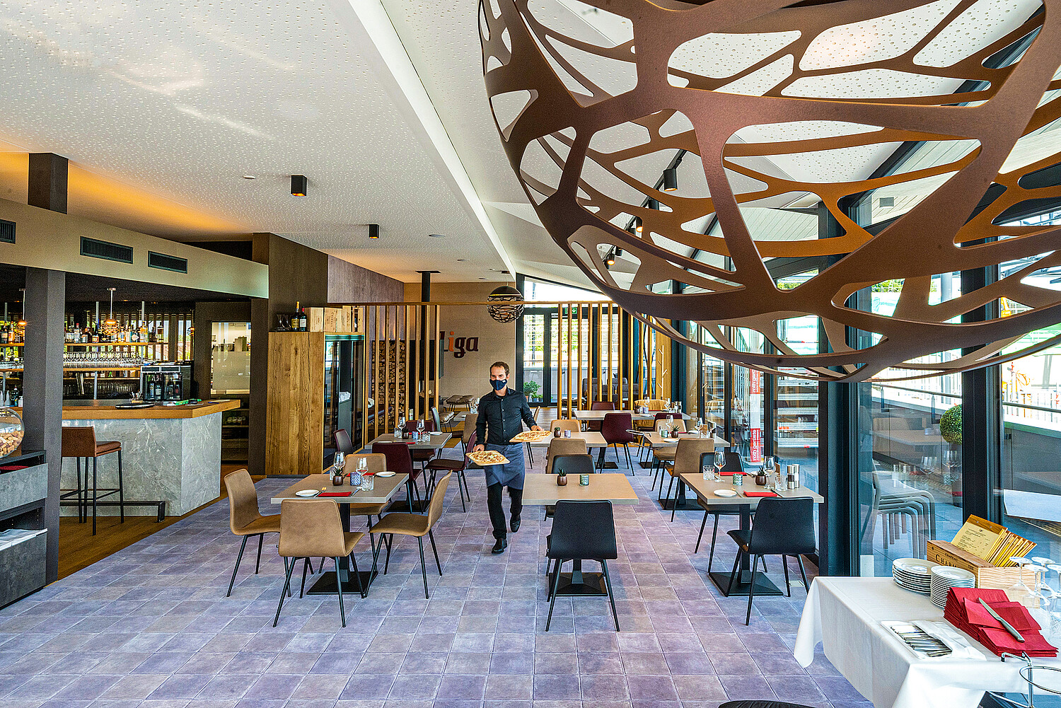 Das Restaurant Liga wurde im Mai neu eröffnet und bietet nicht nur sportaffinen Gästen eine internationale, gepflegte Küche.