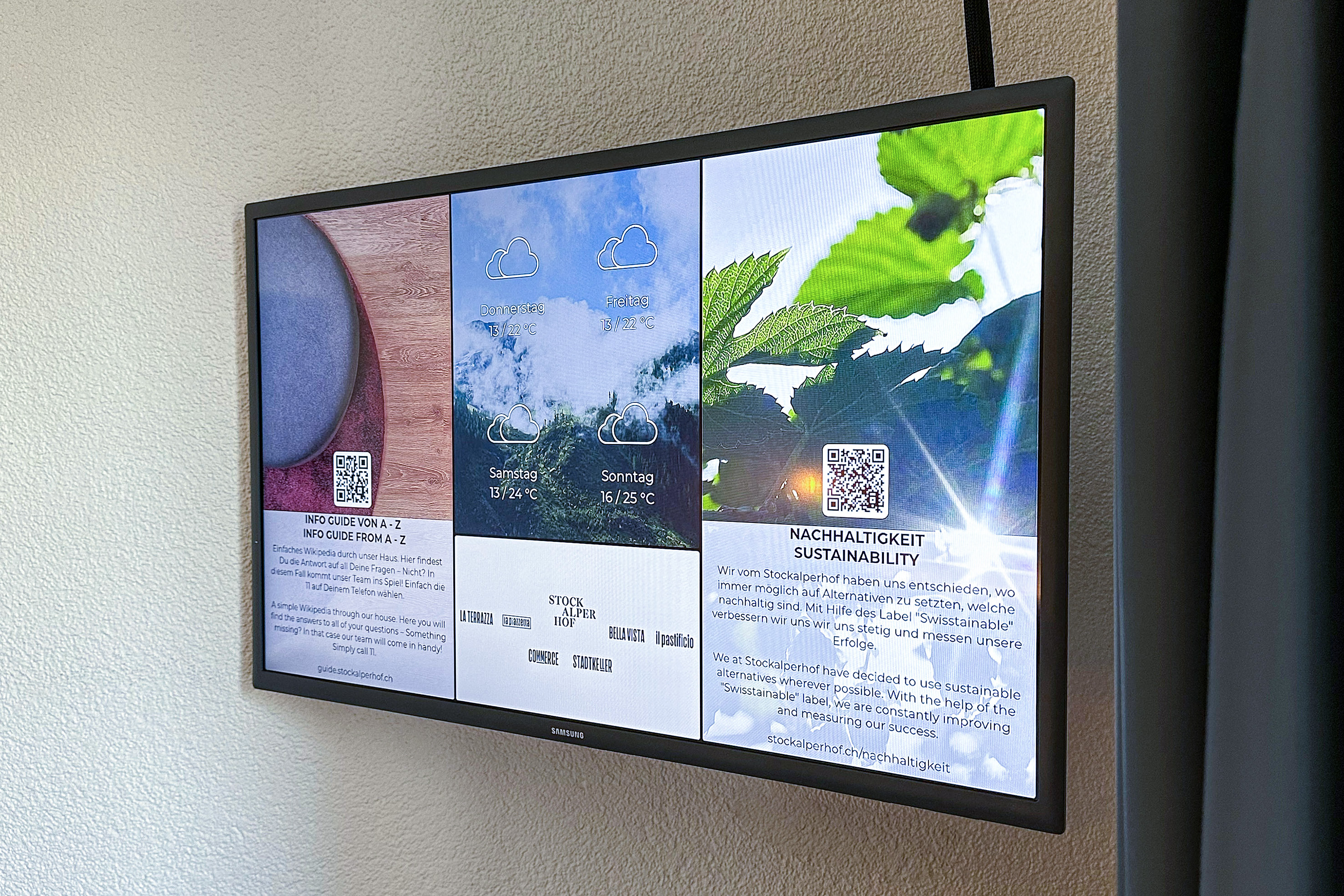 TV einschalten – und sofort sind die Gäste über den Startbildschirm gut informiert.