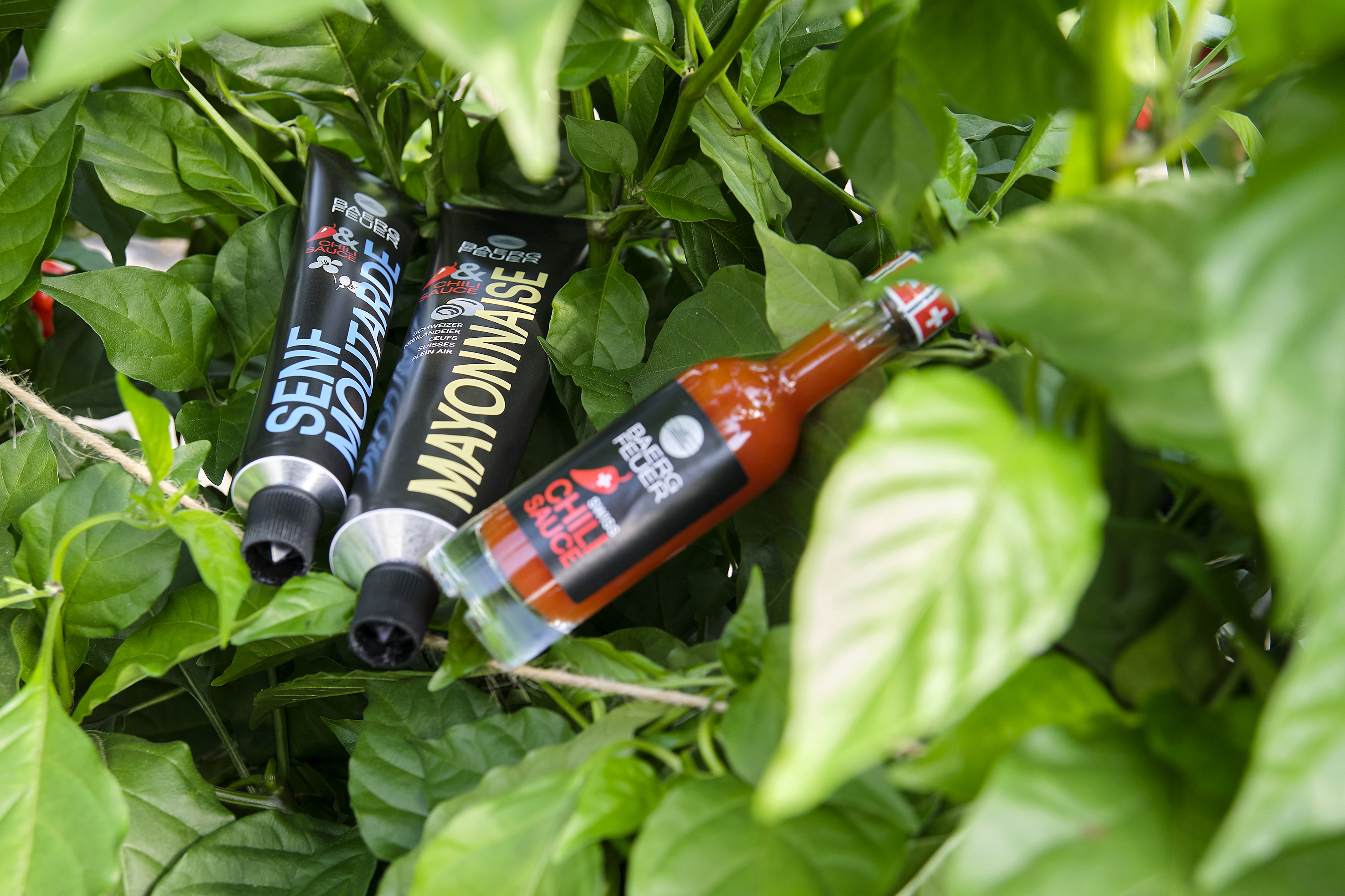 Neben der Chilisauce überrascht Baergfeuer mit Senf mit einer pikanten Würze im Abgang (hergestellt aus hochwertigen Senfkörnern) sowie einer leicht rassigen Mayonnaise. Das liegt daran, dass die Produkte mit rund acht Prozent Chilisauce verfeinert werden. Auch sie werden vollumfänglich in der Schweiz hergestellt.