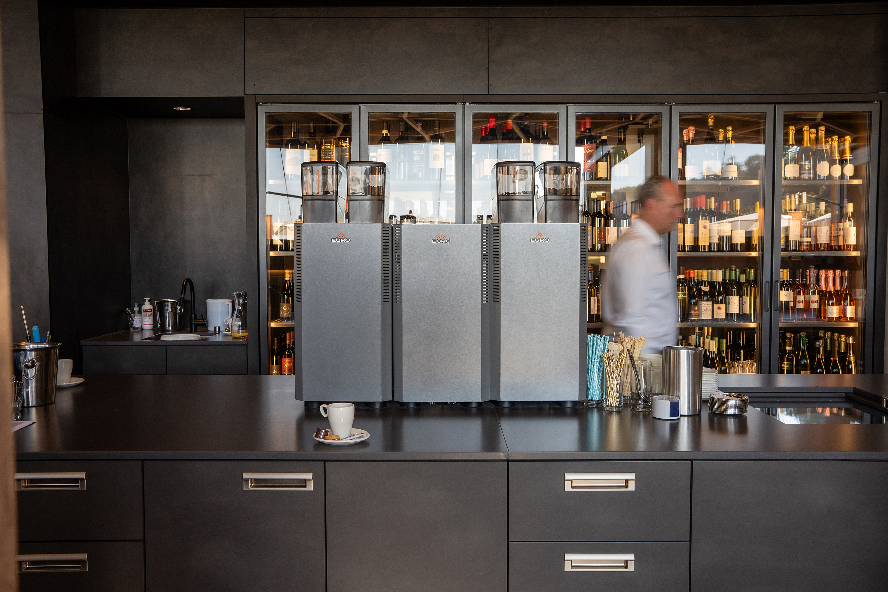Zwei Egro-Kraftpakete am Buffet, die auch optisch in das moderne Setting des Eichbergs passen.