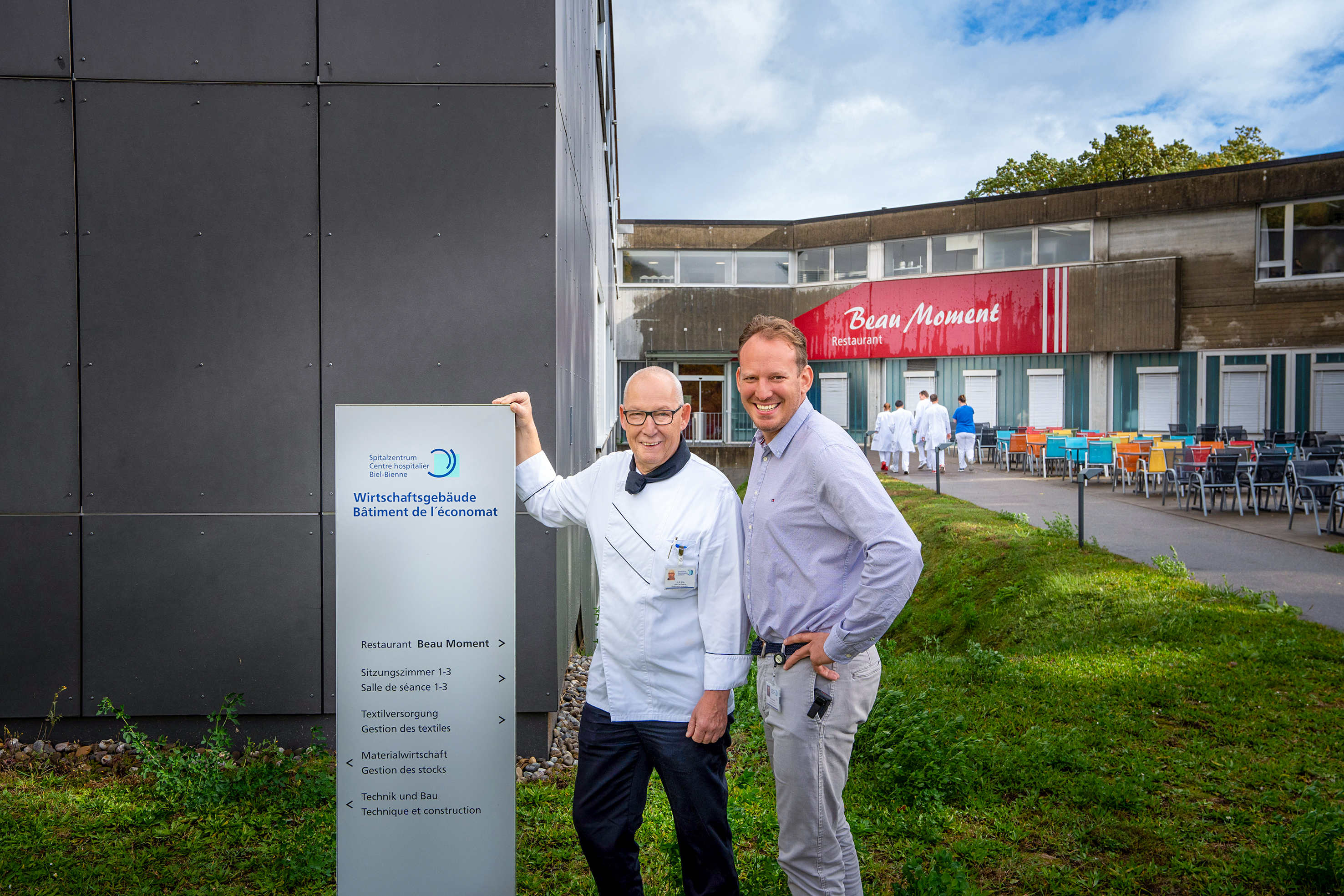 Das Personalrestaurant Beau Moment untersteht der Leitung von Nico Tschenett (r.) und Jean-Pierre Pin.