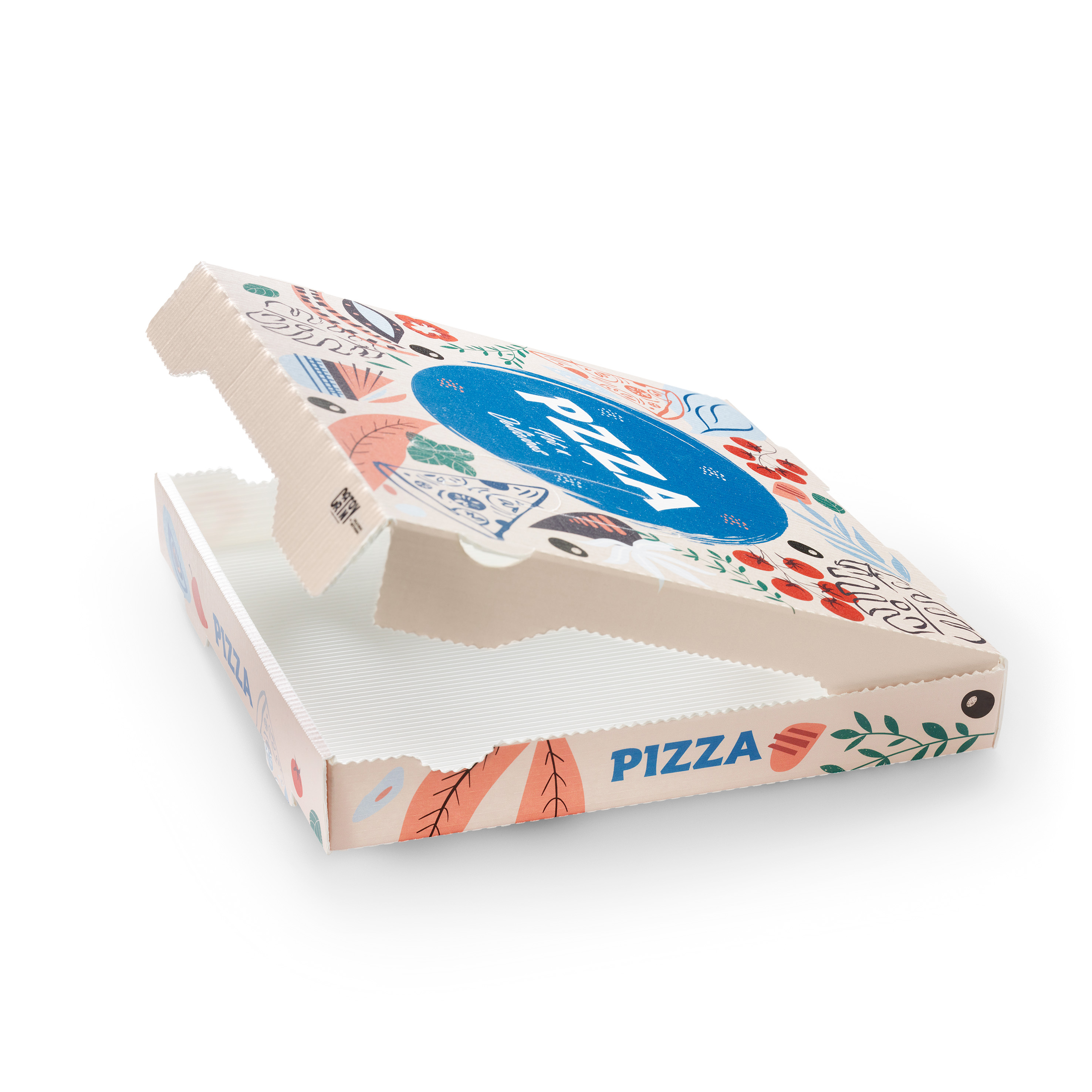 Der neuartige Pizzakarton «Wave», dessen Innenseite als offene Welle konzipiert ist.