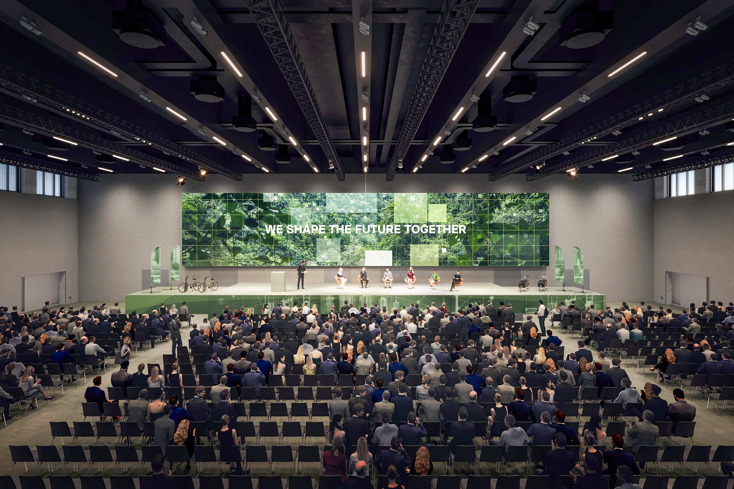 Mit 27 Metern ist sie die grösste fest verbaute LED-Wand der Schweiz und kann – wie der Saal – geteilt werden.